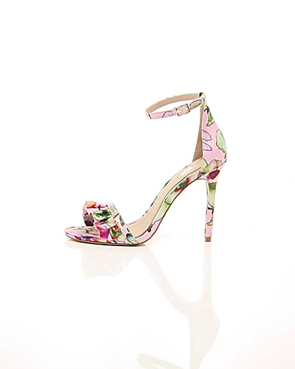 360 degree animation of product Pink print frill strap barely there sandals frame-22