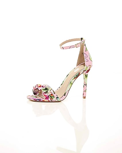 360 degree animation of product Pink print frill strap barely there sandals frame-23