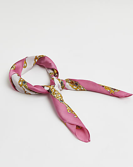 Pink printed hair scarf