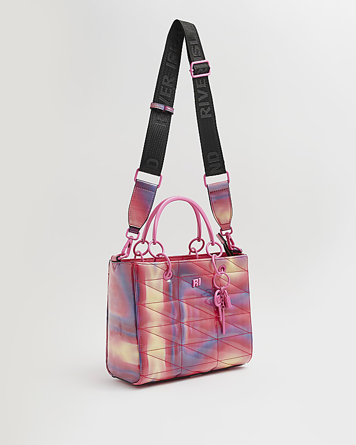 Pink printed tote bag