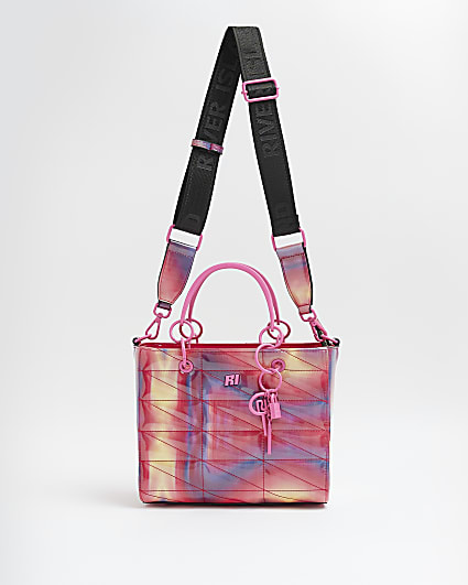 Pink printed tote bag