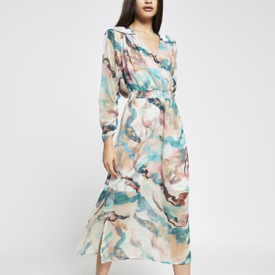 long sleeve wrap midi