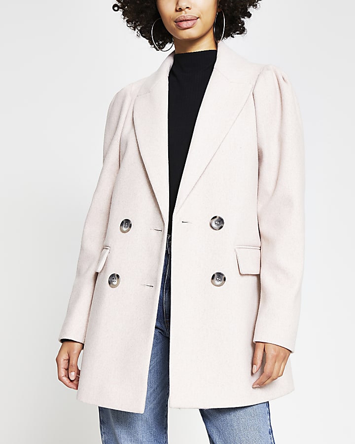 Pink puff sleeve blazer coat