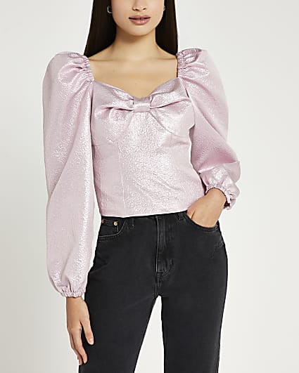 Pink puff sleeve top