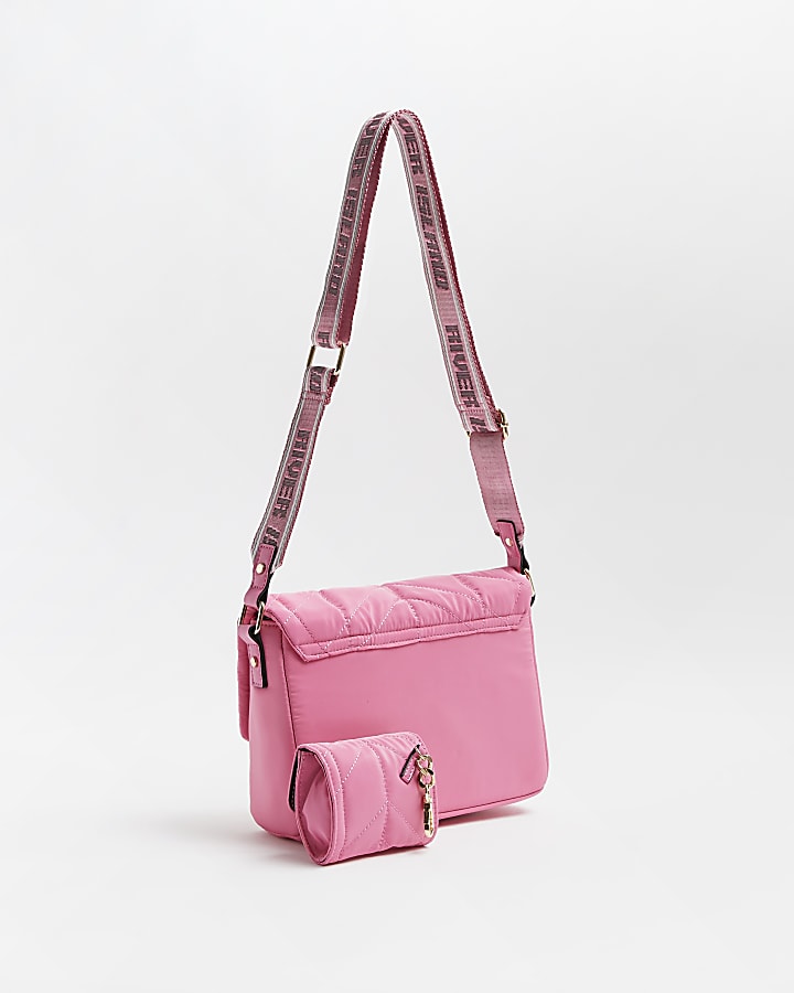 Pink quilted cross body bag