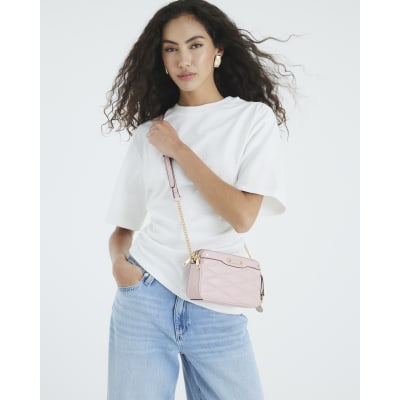 Pink Quilted Cross Body Bag
