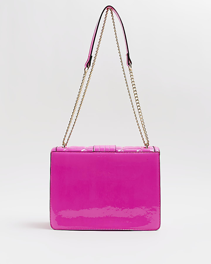 Pink quilted shoulder bag
