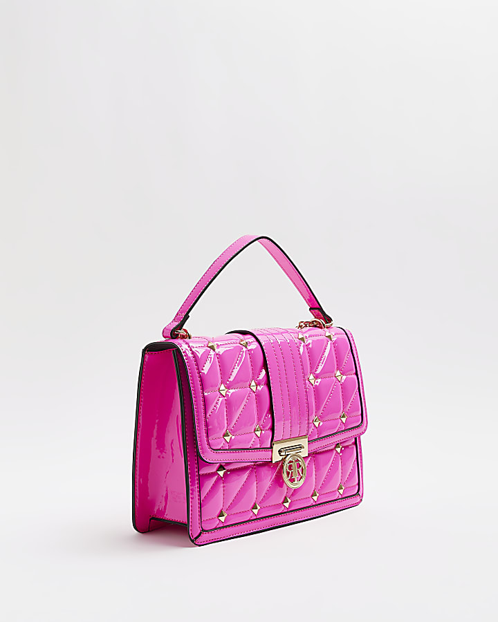 Pink quilted shoulder bag