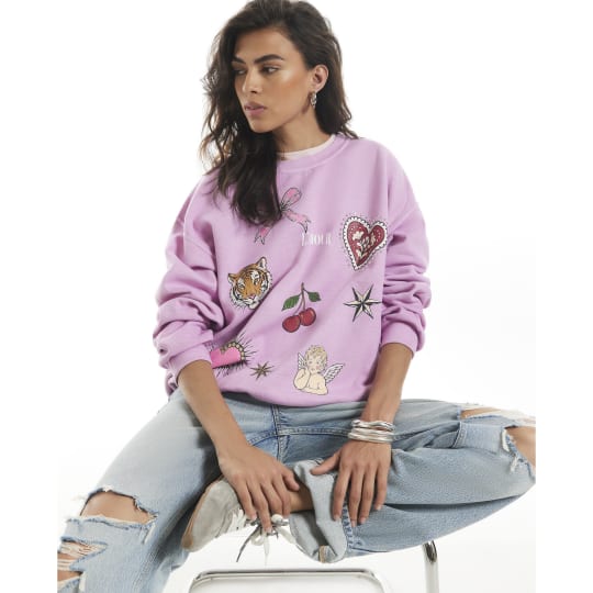 River Island Pink Quirky Cherub Hotfix Sweatshirt