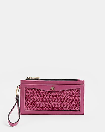 Pink raffia purse