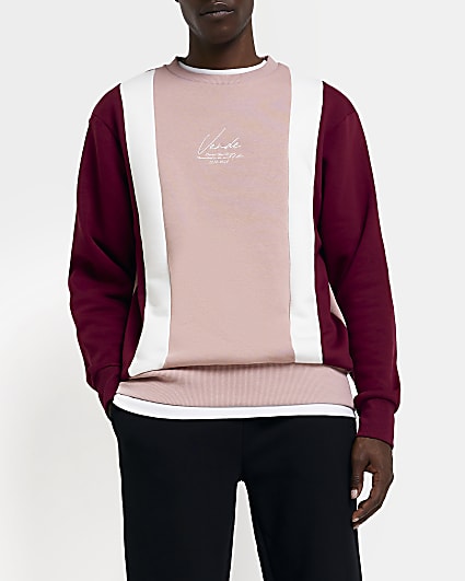 Pink Regular fit colour block sweatshirt