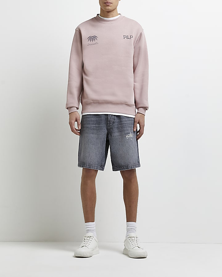 Pink regular fit graphic sweatshirt