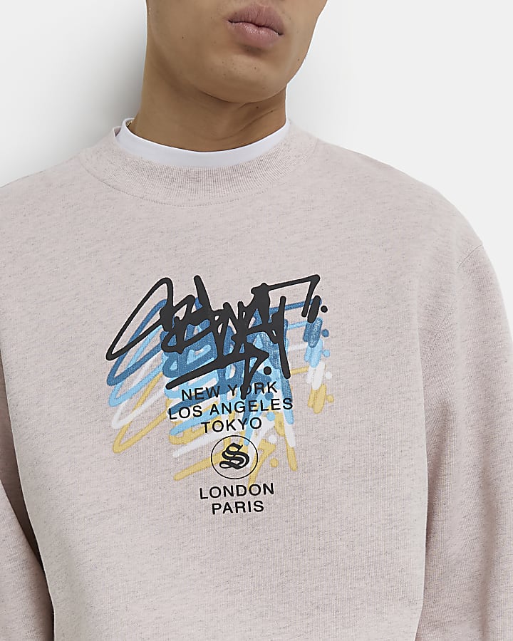 Pink Regular fit Graphic sweatshirt