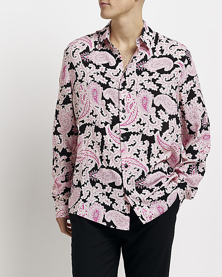 Pink Regular fit Paisley print Shirt