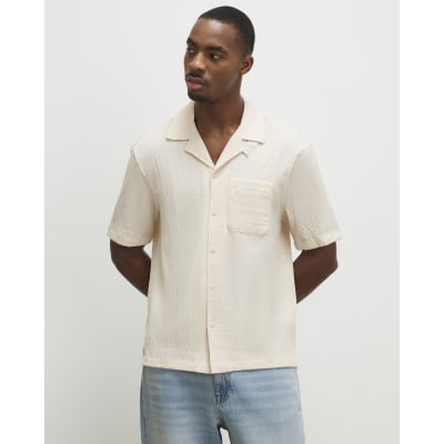 Pink Regular Fit Textured Short Sleeve Shirt