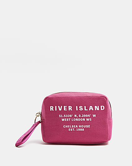 Pink RI branded canvas makeup bag