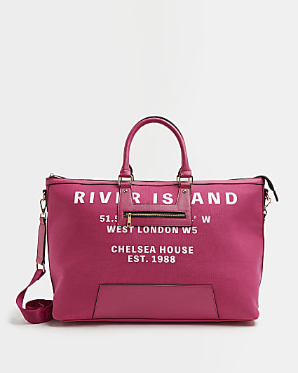 Pink RI branded canvas weekend bag