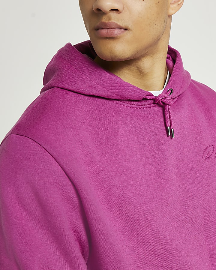 Pink RI branded regular fit hoodie