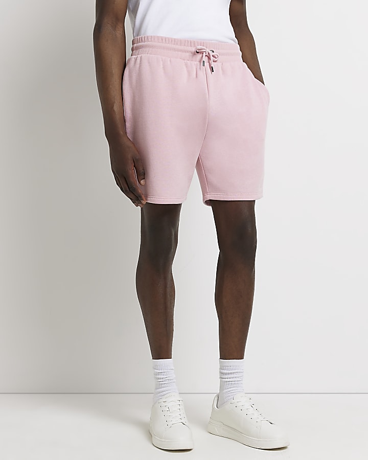 Pink RI branded slim fit jersey shorts