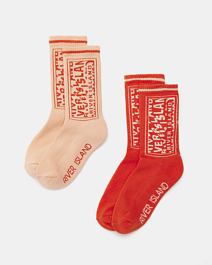 Pink RI branded tube socks multipack
