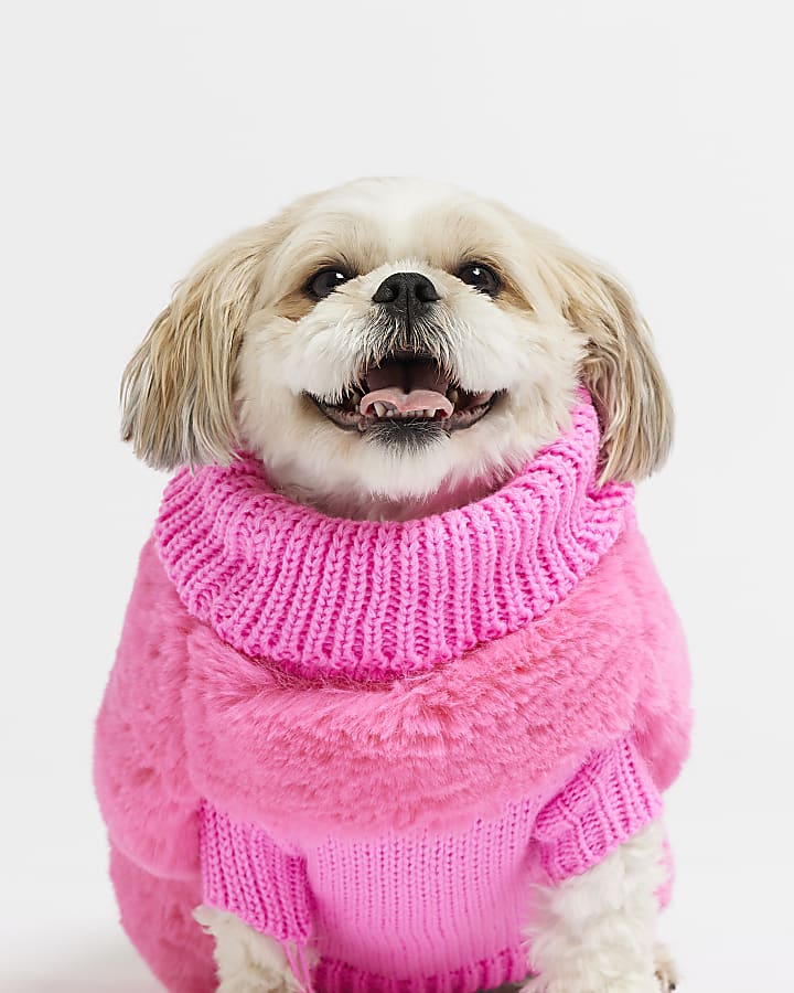 Pink RI dog fluffy jumper