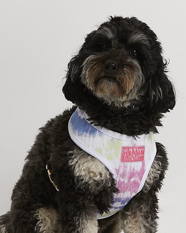 Pink RI Dog tie dye print harness