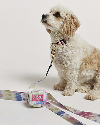 Pink RI Dog tie dye print webbing lead