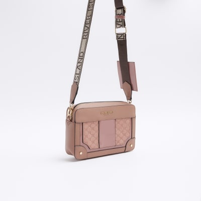 River Island Womens Pink RI Monogram Cross Body Bag