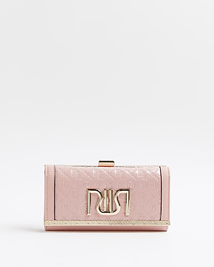 Pink RI monogram embossed purse
