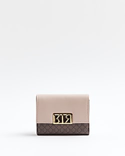 Pink RI monogram foldover purse