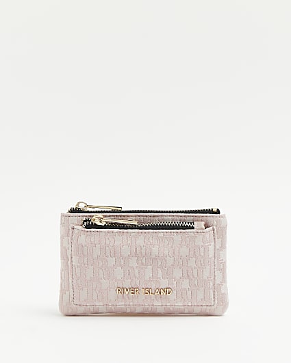 Pink RI monogram jacquard purse