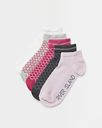 Pink RI monogram trainer socks multipack
