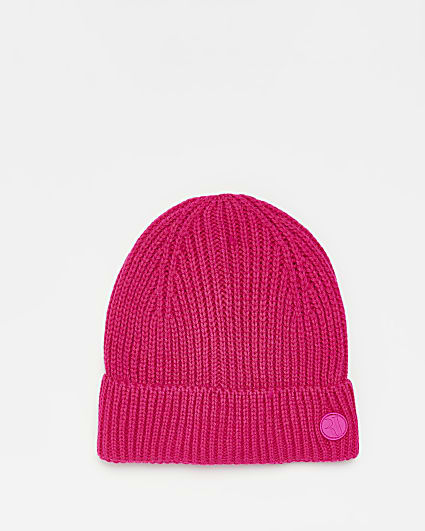 Pink ribbed Beanie hat