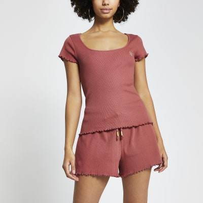 Pink 'RIR' ribbed loungewear set | River Island