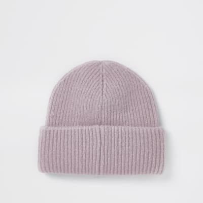 Pink 'River' embroidered soft beanie hat