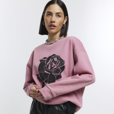 Pink store rose sweatshirt