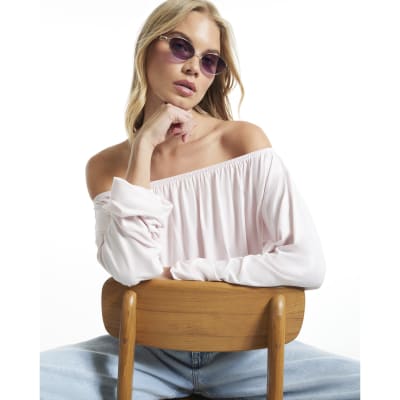 Ruched Bandeau Long Sleeve Top