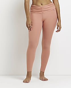 Pink ruched leggings