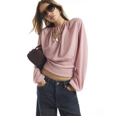 Ruched Neck Banded Top