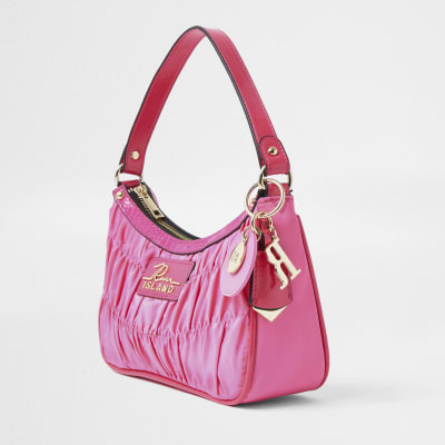 Pink Ruched Ri Shoulder Bag River Island