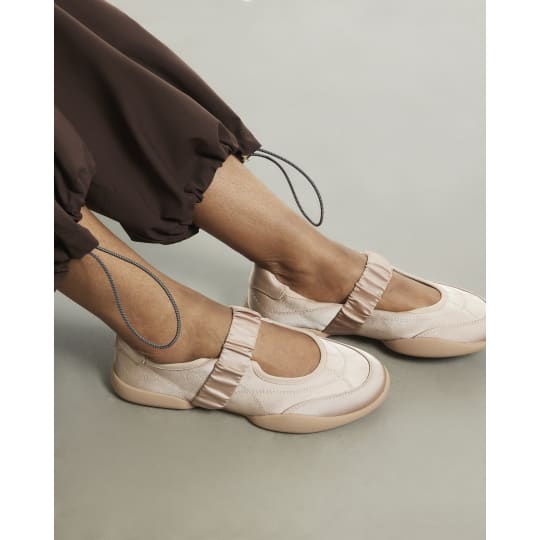 River Island Pink Ruched Strap Sneakerina Ballet Trainers