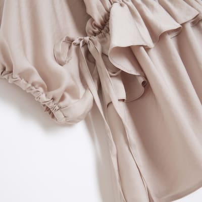 Pink ruffle blouse