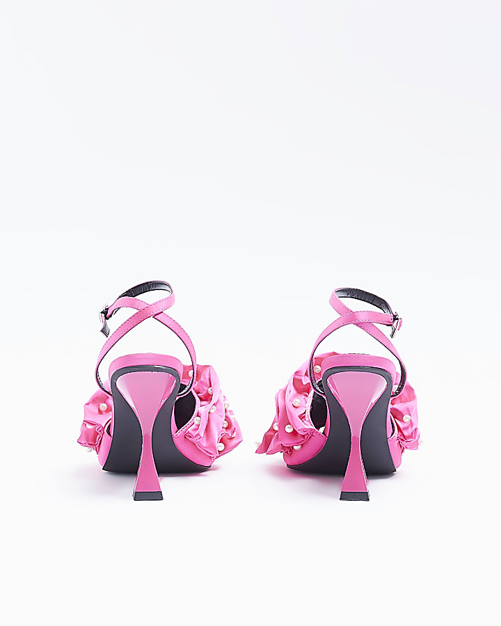 Pink Ruffle Pearl Heeled Sandal