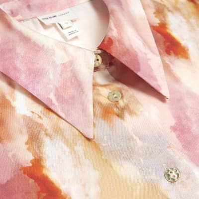 Pink satin abstract oversized shirt