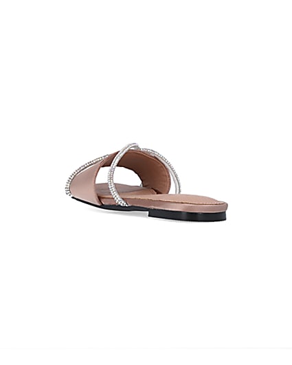 360 degree animation of product Pink satin diamante sandals frame-7