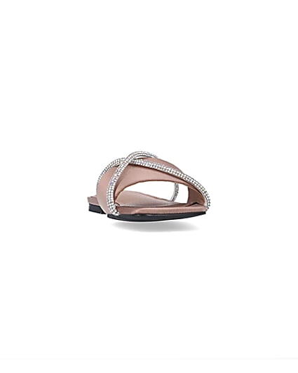 360 degree animation of product Pink satin diamante sandals frame-20