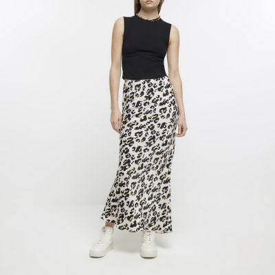 Leopard print 2024 maxi skirt silk