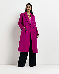 Pink satin longline coat