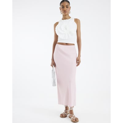 Pencil Skirt Pink Midi Skirt River Island River Island Womens Pink