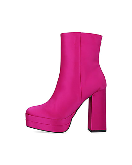 360 degree animation of product Pink satin platform ankle boots frame-3